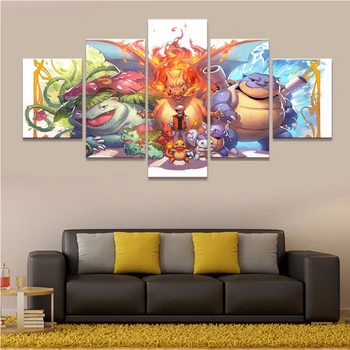 

5 piece Diamond Painting Pokemon cartoon Wall Art Picture for Home decor,3d diamond embroidery mosaic cross-stitch crafts JS2978