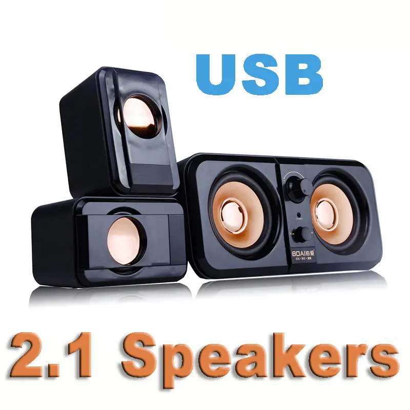 NEW BOAI Double bass speaker laptop computer audio speakers, AUX input