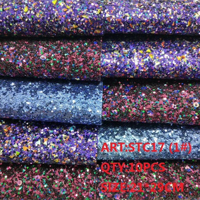 

CLEAR STOCK 1SET(10PCS ) 21X29cm Alisa Glitter Cuero Sintetico Glitter Leather For DIY hair Accessroies Craft STC17