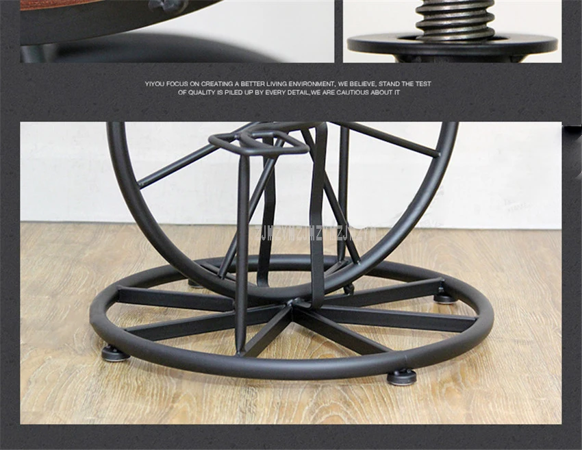 Античный Европейский Стиль велосипед дизайн барный стул 67-80 см высота железного цельного дерева высокий табурет для ног вращающийся