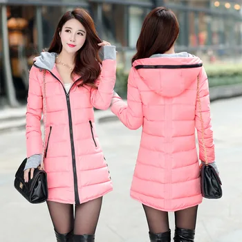 

Winter Jacket Woman Coat 2018 Hot Long Hooded Parka Slim Elegant Outerwear Plus Size Candy Color Coats Winter Coat Women Parka