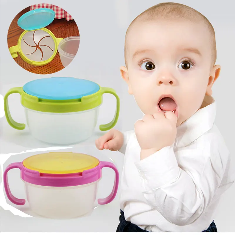 Baby Snacks Bowl Children Kids Food Storage Dishes Anti Spill 360 Rotate Baby Solid Feeding Plate Tableware Baby Feeding Stuff