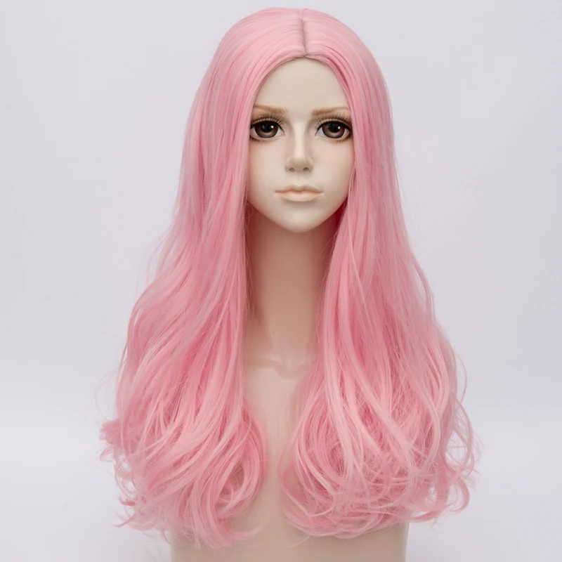Kawaii Lolita 60cm Long Wavy Pink Celebrity Daily Cosplay Wig+Wig Cap Heat Resistantin