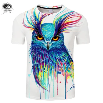 

Into the Blue by Pixie cold Art 3D T Shirts Owl Printed T-shirts Men Tshirts Animal Funny TOPS Summer Tees Brand Camiseta ZOOTOP