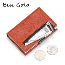 Bisi Goro Футляр для карт для путешествий RFID одиночная коробка алюминиевый держатель для карт кошелек для мужчин и женщин визитница металлическая монета кошелек