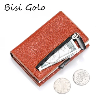 

Bisi Goro Travel Card Case RFID Single Box Aluminium Card Holder Wallet Men Women Business Credit Card Holder Metal Coin Purse