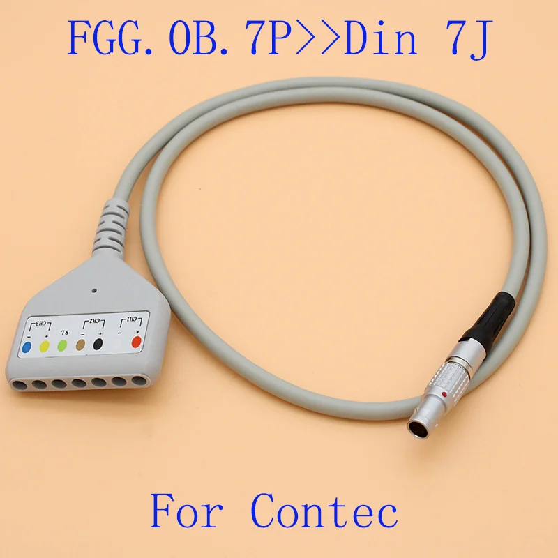 

FGG.0B.7P to din 7 lead ECG EKG holter multi-link trunk cable and snap electrode leadwire for Contec monitor.