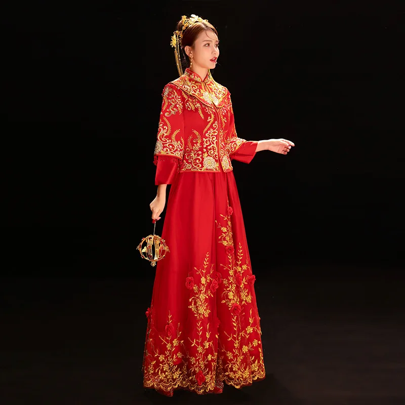 2019 г.; модные красные Чонсам Ципао китайский женский халат свадебное платье китайские традиционные платья Китай Костюмы магазине летние