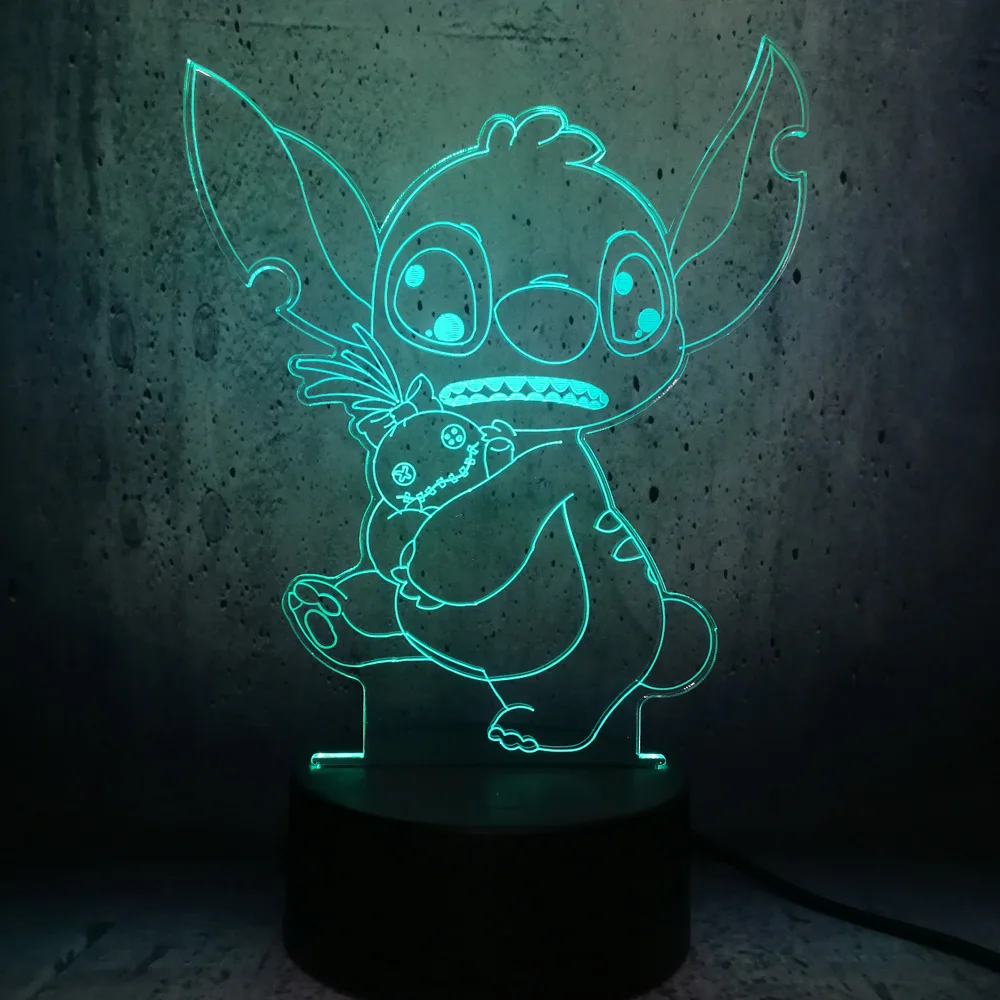 Stitch Holding good friend 3D Lamp Alien dog cute pet LED lights ...