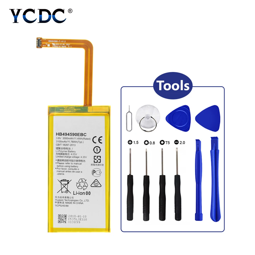 

2019 YCDC 100% New Original 3100mAh Battery HB494590EBC For Huawei Honor 7 PLK-L01/UL00/AL10/TL01H + Tools