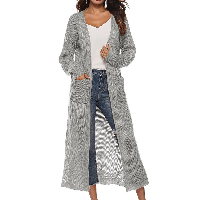 OEAK 2018 Autumn Winter Women Long Knitted Sweater Loose Sleeve Knitwear Cardigan Plus Size Female jersey mujer invierno |