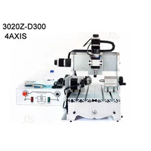 4 axis mini cnc router 3020 300w spindle woodworking lathe machine Ball screw for PVC Acrylic Plastic Wood