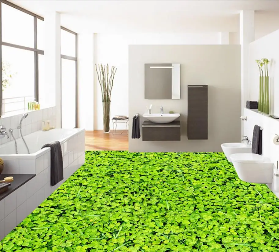 3d ПВХ обои трава пол для ванной водонепроницаемые украшение дома | Обустройство
