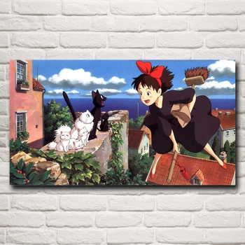 

FOOCAME Hayao Miyazaki Kiki's Delivery Service Anime Movie Art Silk Posters and Prints Home Decor Wall Pictures For Living Room