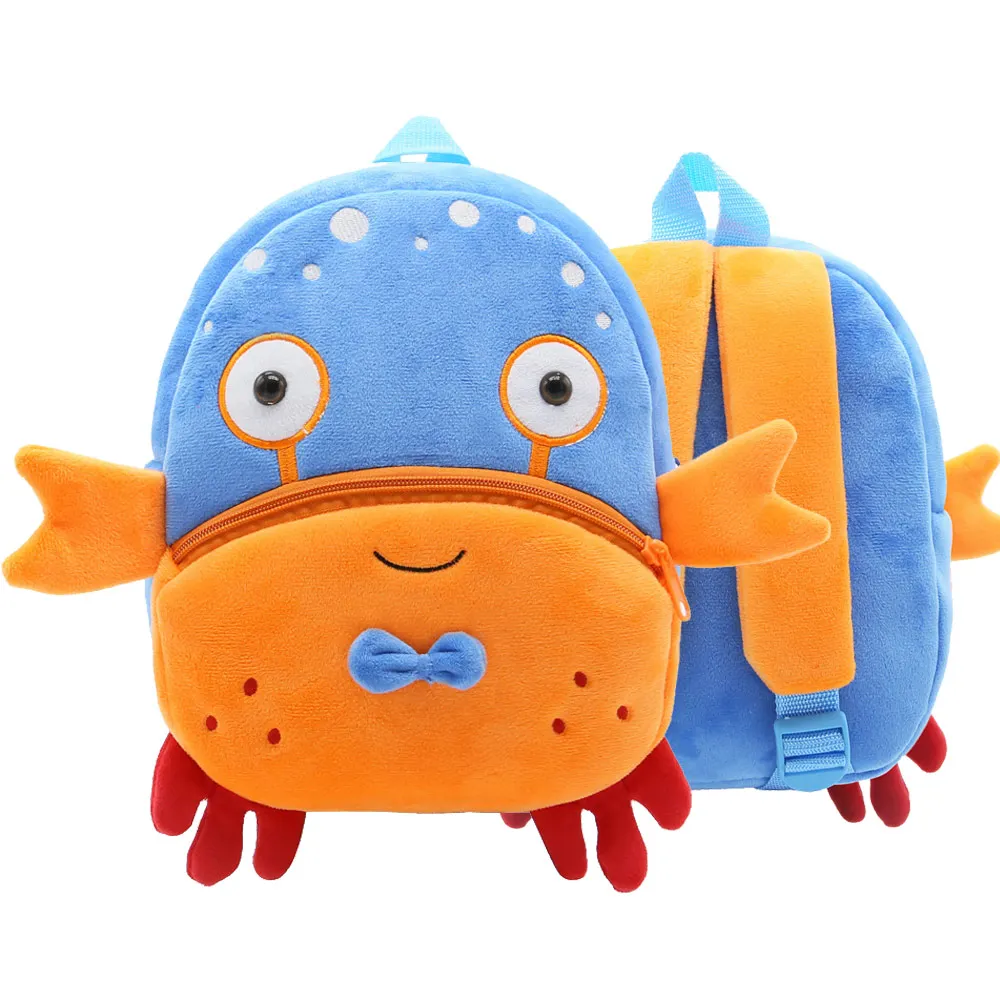 Crab Мультфильм Радужный Единорог Дети Школьные сумки для девочек Мягкие плюшевые дети мешок детский сад для маленьких детей школьный рюкзак для мальчиков - Цвет: Crab
