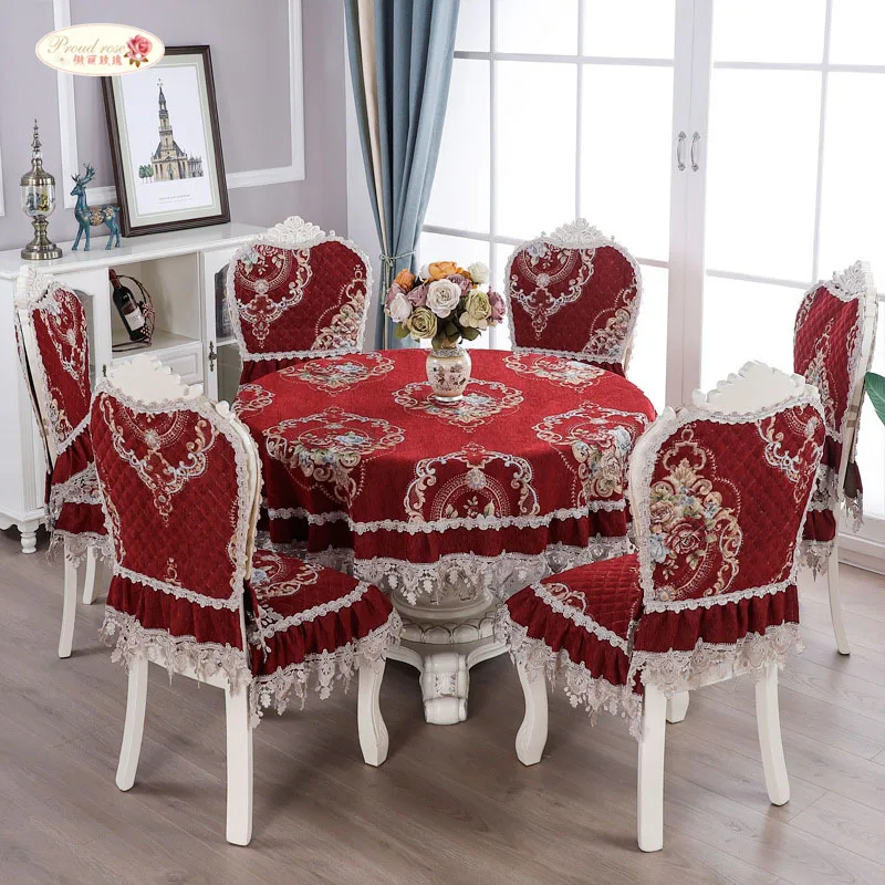 

Proud Rose European Chenille Table Cloth Round Thicken Cover Cloth Chair Cover Cushions Lace Tablecloths