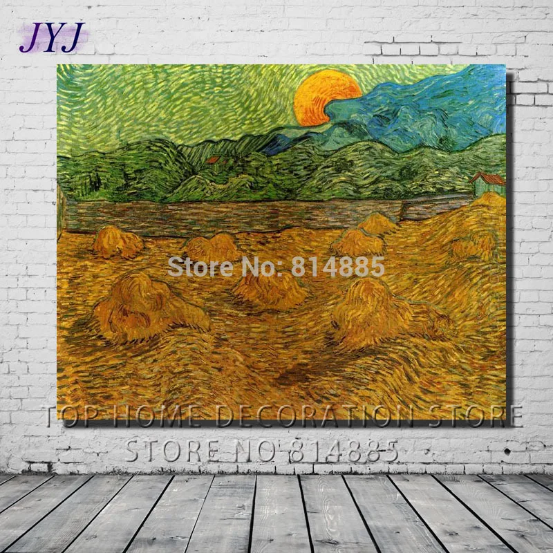 Evening Landscape With Rising Moon 1889 by Vincent Van Gogh Famous Handmade Oil Painting Canvas Wall Art Gift Home Decor VG039 | Дом и сад