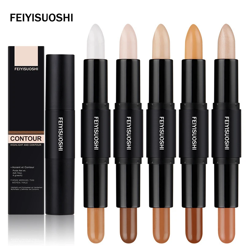 FEIYISUOSHI 5pcs/set Double Ended Bronzer Highlighter Sticks Concealer