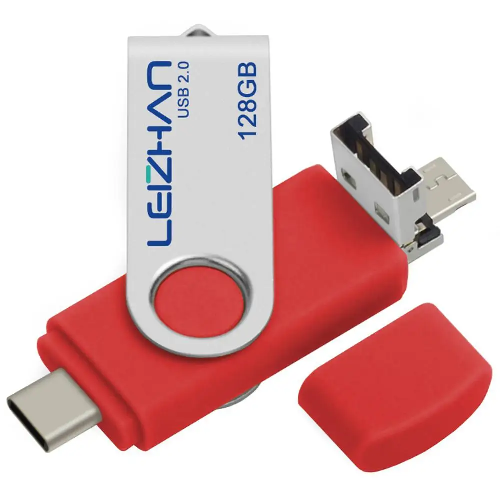 LEIZHAN 3 в 1 телефона Android OTG usb флеш накопитель Тип C photostick micro u диск 128 Гб 64 ГБ 32