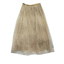 Юбка женская Весна новая плиссированная юбка Кружевная декоративная винтажная длинная юбка для женщин эластичная талия Midiskirt Faldas Mujer