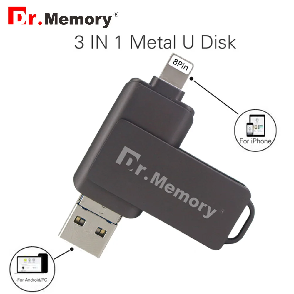 USB флеш накопитель 3 в 1 64 ГБ OTG флешка для iPhone/iPad/IOS/Android/ПК 8 16 32 usb 0 диск|USB