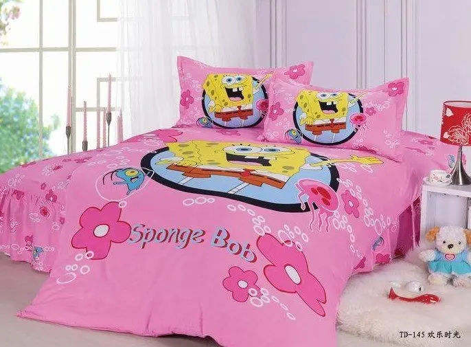 Free shipping by ems10set/lot Spongebob Single Bedding set for kid