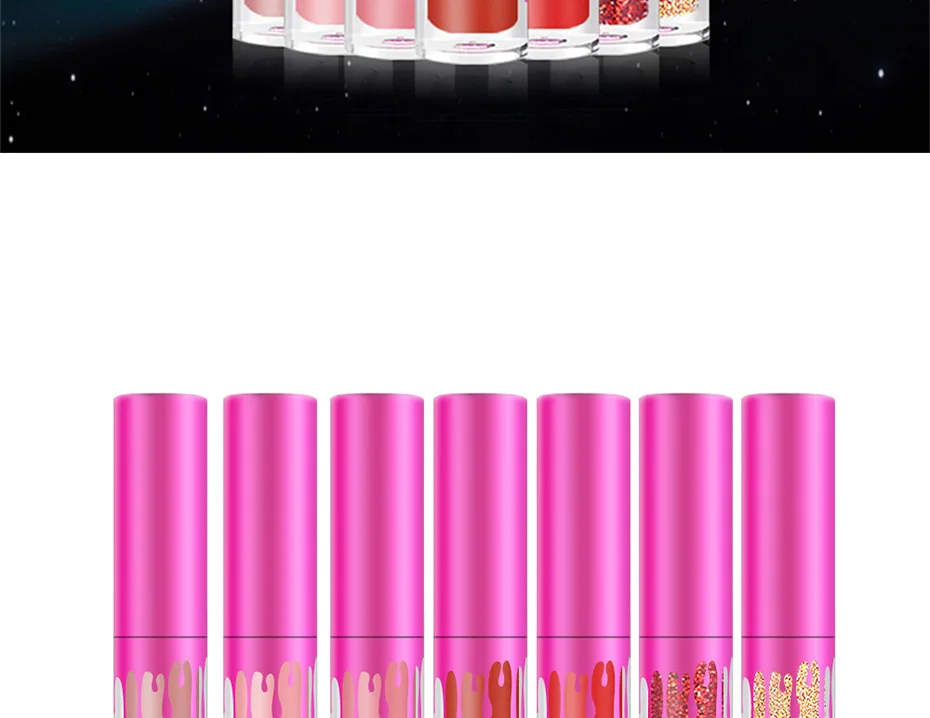 7 цветов Жидкий блеск для губ Макияж; высокое качество Shimmer Lip Glaze водостойкий краска для татуажа алмазные помады для сексуальных губ