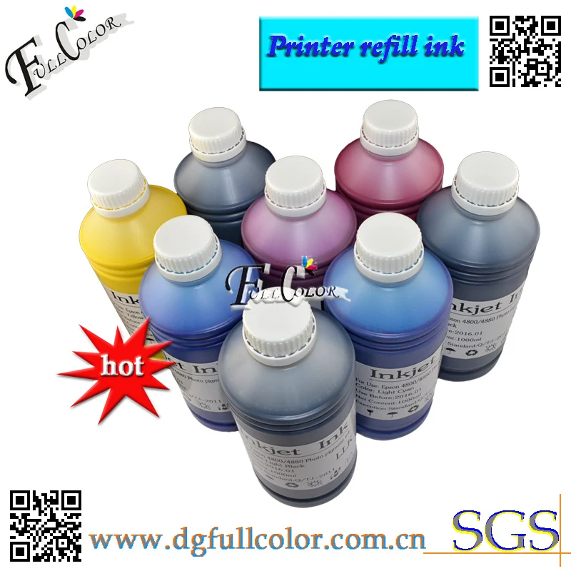 

High Quality Photo Pigment Ink 500ml Bottle Per Color For Stylus Photo R2000 Printer Inks Total 4L Free sheet