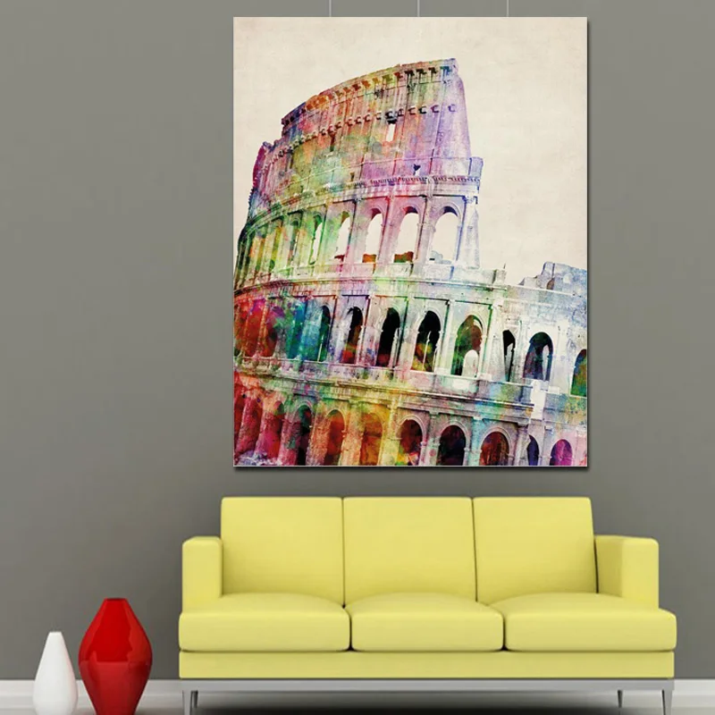 Print Abstract Roman Colosseum Coliseum Oil Painting on Canvas Pop Art Modern Famous Wall Picture For Living Room Cuadros Decor