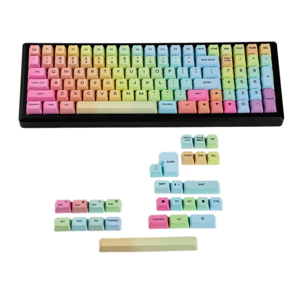 Радуга закат толстый PBT OEM профиль краситель Sub Keycap для стандартного ANSI ISO MX