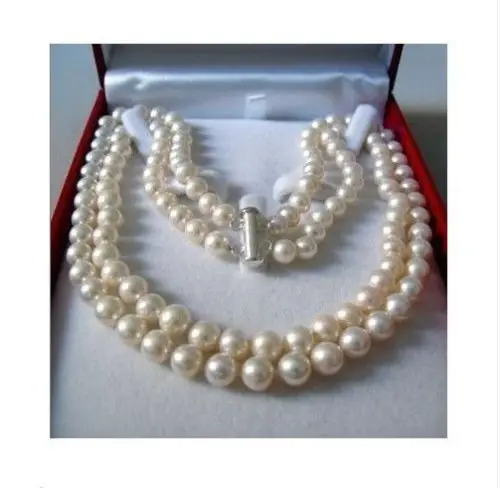 

fast Rare!2 Rows 8-9 MM AKOYA SALTWATER PEARL NECKLACE 17" AAA