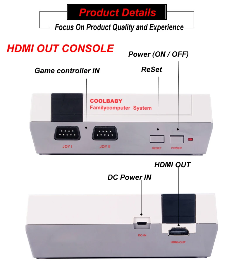 Ретро мини-игровая консоль HDMI/AV выход к ТВ Портативный игровой плеер встроенный 600 классические игры с геймпадом