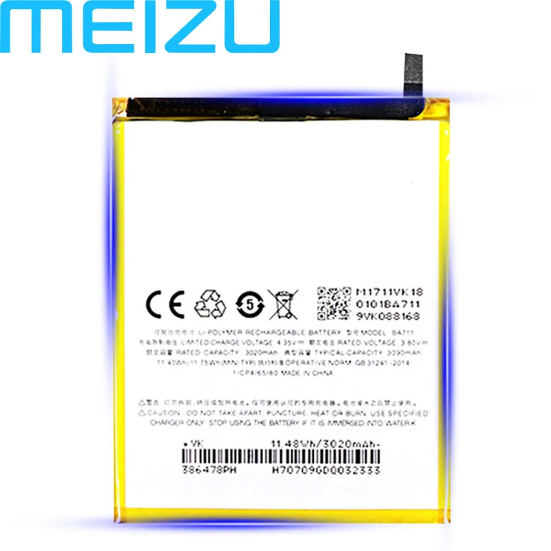 Meizu BA711 3070 мАч новая производственная батарея для Mei zu Meilan 6 M6 M711Q/C/M телефон высокое качество+ номер отслеживания