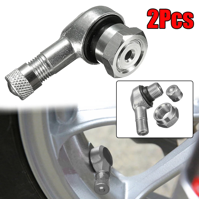

2pcs Valves high quality Silver Motorcycle CNC Alloy 90 Degree Angle Wheel Tire NCY Leak-proof TWPO Valve accessories
