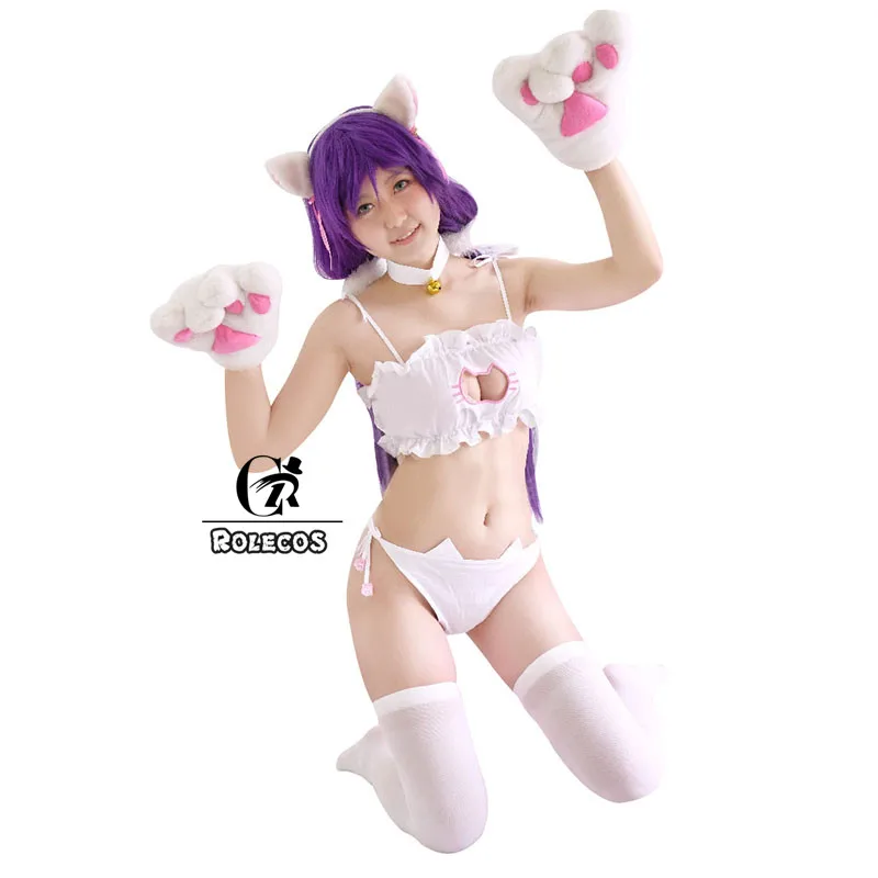 ROLECOS Love Live костюм для косплея ночная одежда Нозоми взрослых женщин с кошачьими