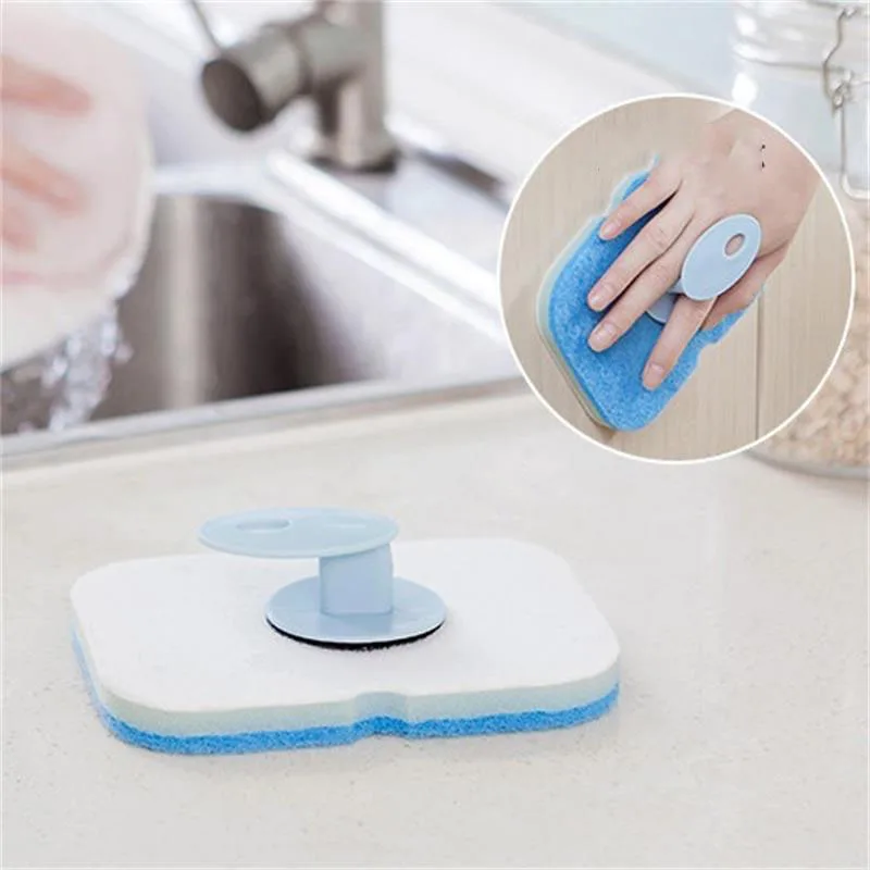 

1 Pcs Bathroom Cleaning Sponge Brush With Handle Bathtub Tile Household Kitchen Decontamination Wash Pot New Arrivals
