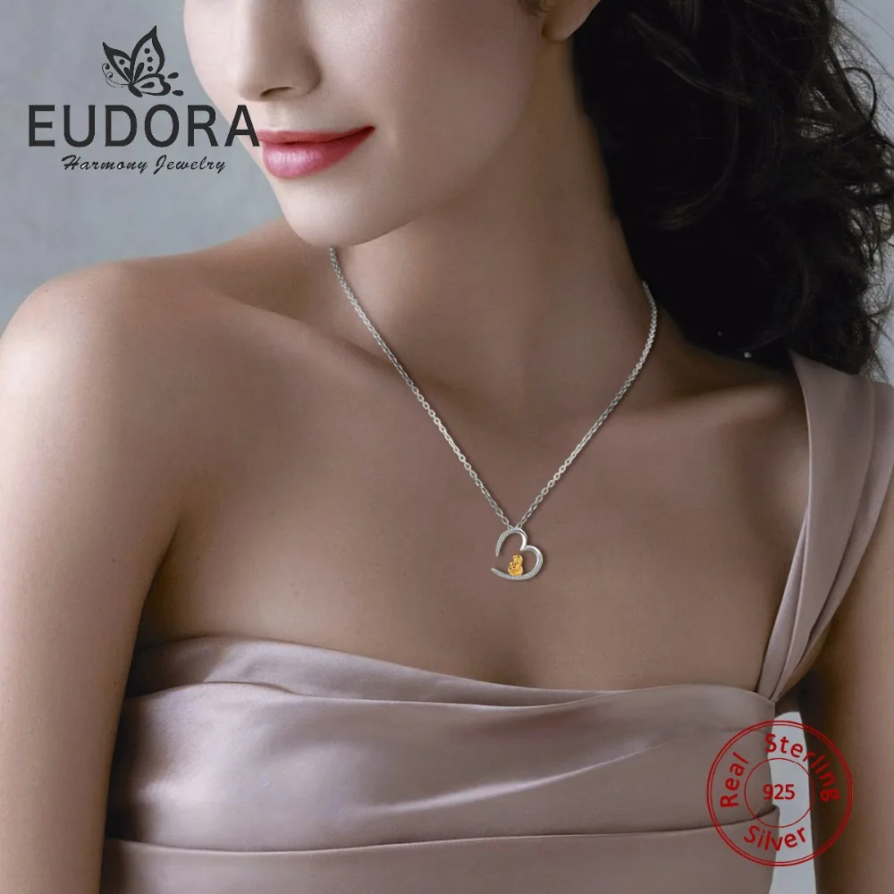 Eudora, подлинное 925 пробы, серебряное, золотое, цвет, для мамы, держащей ребенка, любящая Серебряная цепочка, ожерелье, панданты, женские модные ювелирные изделия