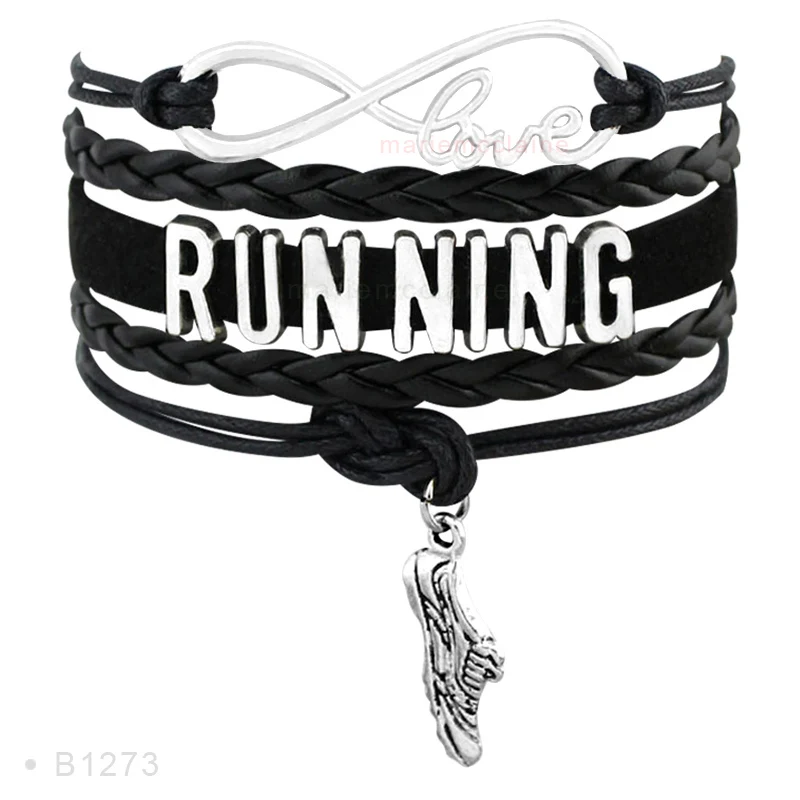 Running Shoe Sneakers Training Marathon Triathlon Track and Field Charm Leather Bracelets for Women