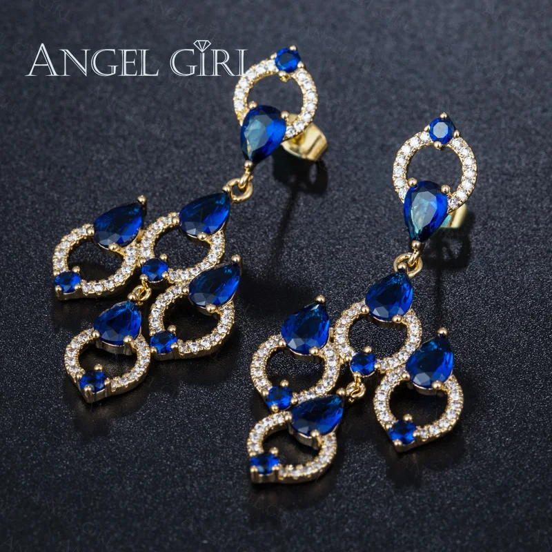 Angel Fine Jewelry Gold Colour Large Cz Zircon Long Earrings Angel Fine Jewelry Gold Colour Large Cz Zircon Long Earrings Cheuk Hung Wedding Drop Earring For Women Online Ping India In From