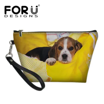 

FORUDESIGNS Fashion New Bags Cute Beagle Pattern 3D Women's Makeup Bag Organizer Cosmetic Case PU Wash Pouch Necessity Toiletry