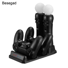 Besegad 4 в 1 двойное зарядное устройство зарядная док-станция стабилизатор W/светодиодный свет для sony playstation PS4 PS Move джойстик для игр в виртуальной реальности