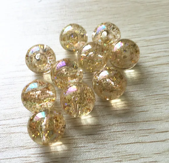 

20MM/16MM/12MM (Choose the size) Built-in glitter gold color clear AB Chunky beads for Necklace Jewelry