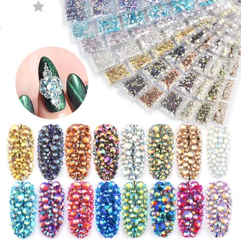 

1300pcs Nail Rhinestones Flatback SS4-SS16 Mixed Diamond Design 1.5mm/2mm/2.3mm/2.7mm/3mm 3D Grass UV Gel Nail Art Decorations