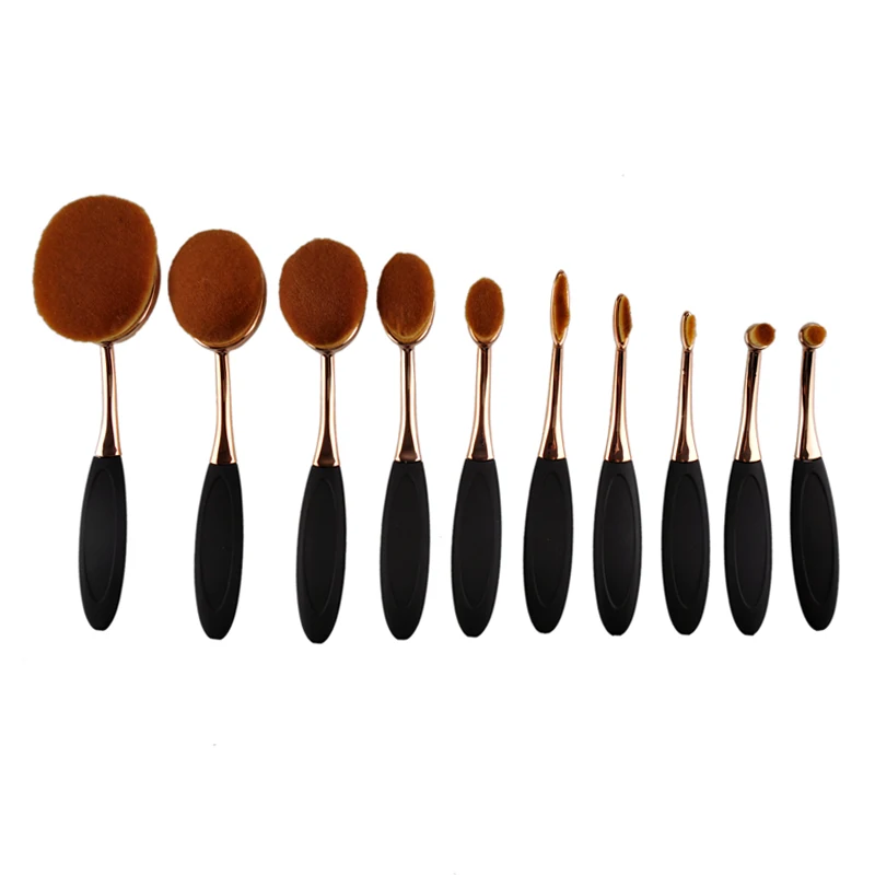 

10pcs/set Tooth Brush Shape Oval Makeup Brush Set Kit Multipurpose Makeup Brushes Foundation Powder Eyeshadow Blush Brush