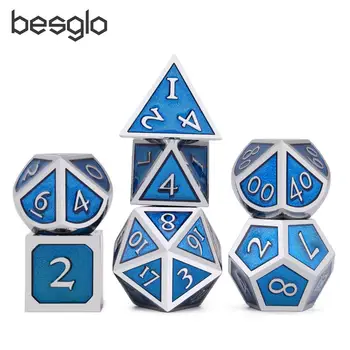 

Dungeons and Dragons Metal Dice D4 D6 D8 D10 D% D12 D20 with Black Soft Drawstring Pouch for DnD RPG Board Games
