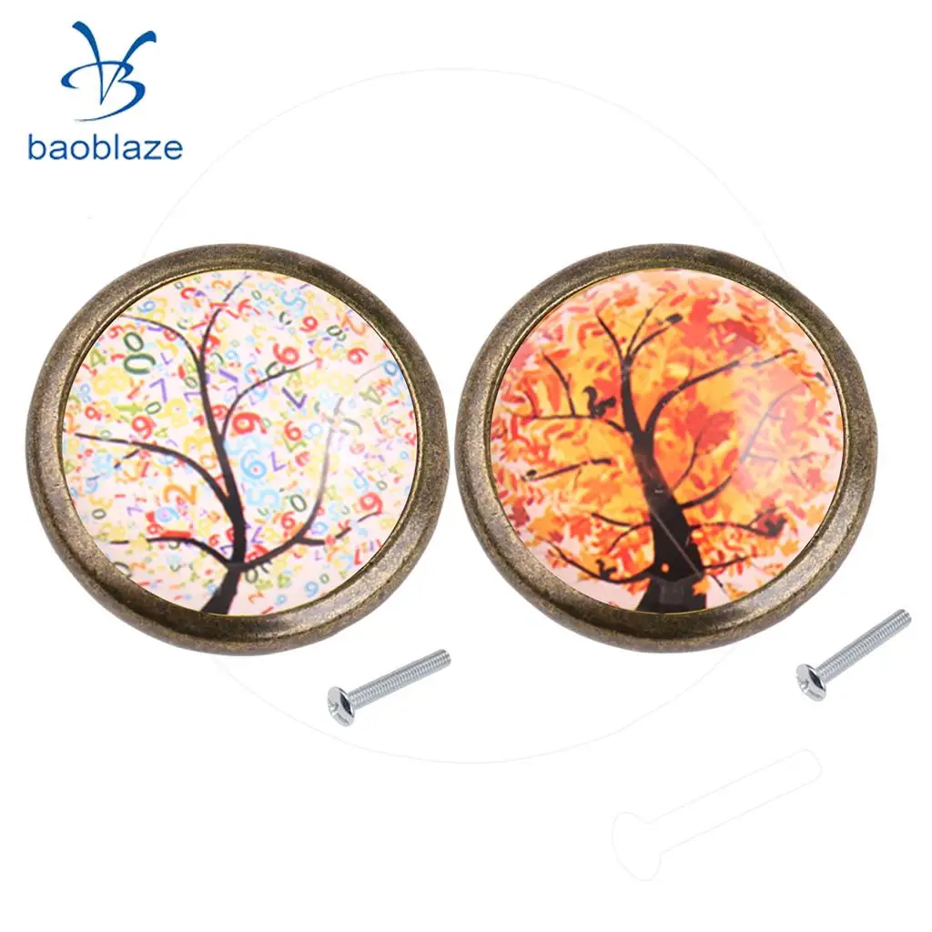 2PCS Zinc Alloy Tree Pattern Cabinet Drawer Pull Cupboard Wardrobe Knob Handle for Home Kids Bedroom Decor