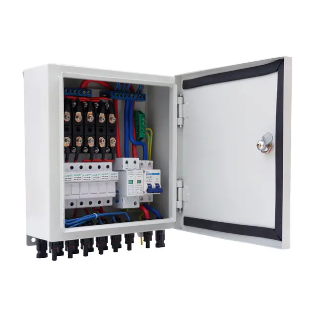6 String Solar PV Combiner Box W Circuit Breakers Surge Lightning
