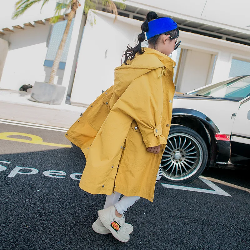 

Outerwear & Coats Trench 2018 autumn fall kids clothes long sleeve yellow