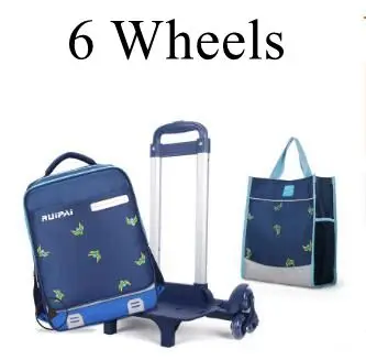 Студенческие Сумки на колесиках, школьные рюкзаки на колесиках для детей, школьный рюкзак на колесиках для девочек, школьная сумка на колесиках - Цвет: 6 wheels blue