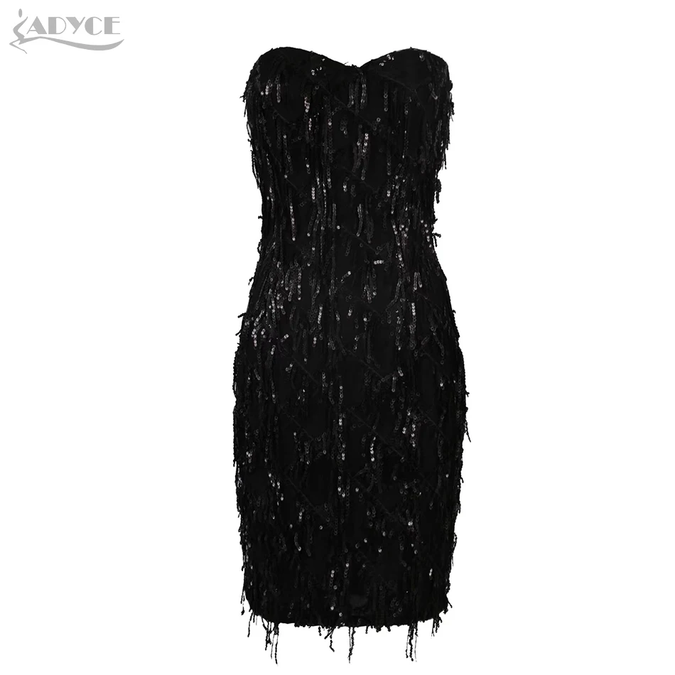 Adyce летнее женское утягивающий бандаж платье Vestidos Verano 2019 без бретелек Черное